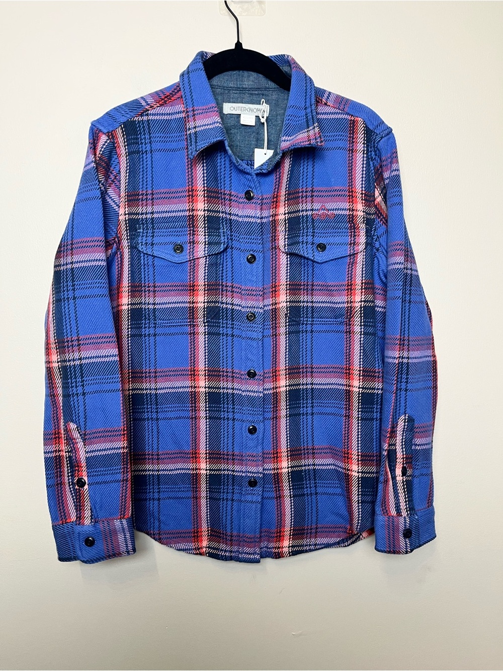 Outerknown Blue and Red Plaid Flannel Shirt